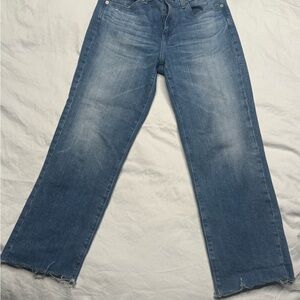 Ag Adriano Goldschmied Women's Faded Blue Cropped Straight Jeans